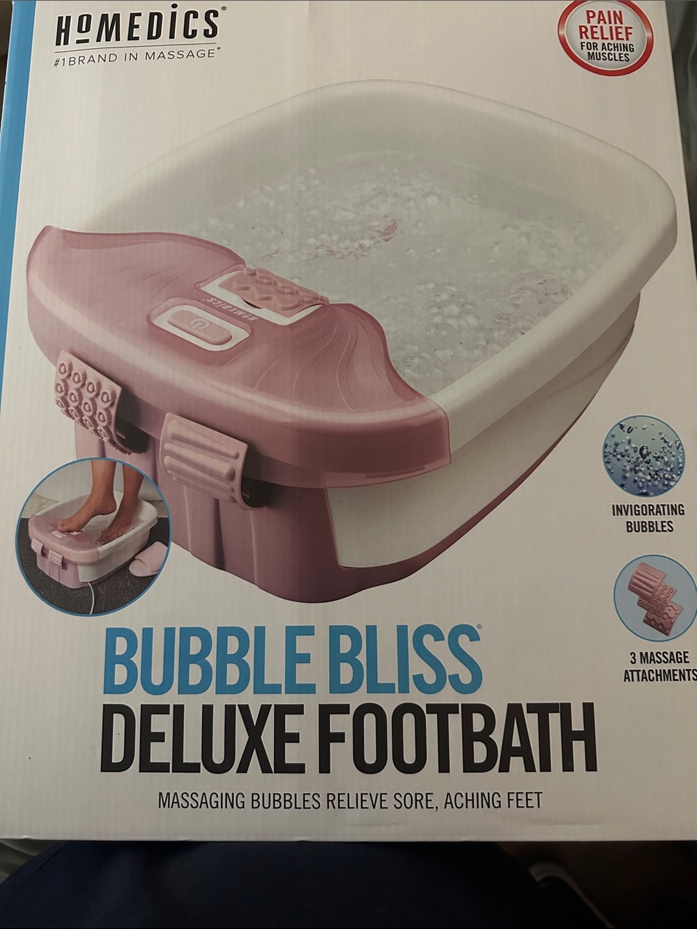 Homedics Bubble Bliss Deluxe Footbath — Pink and White
